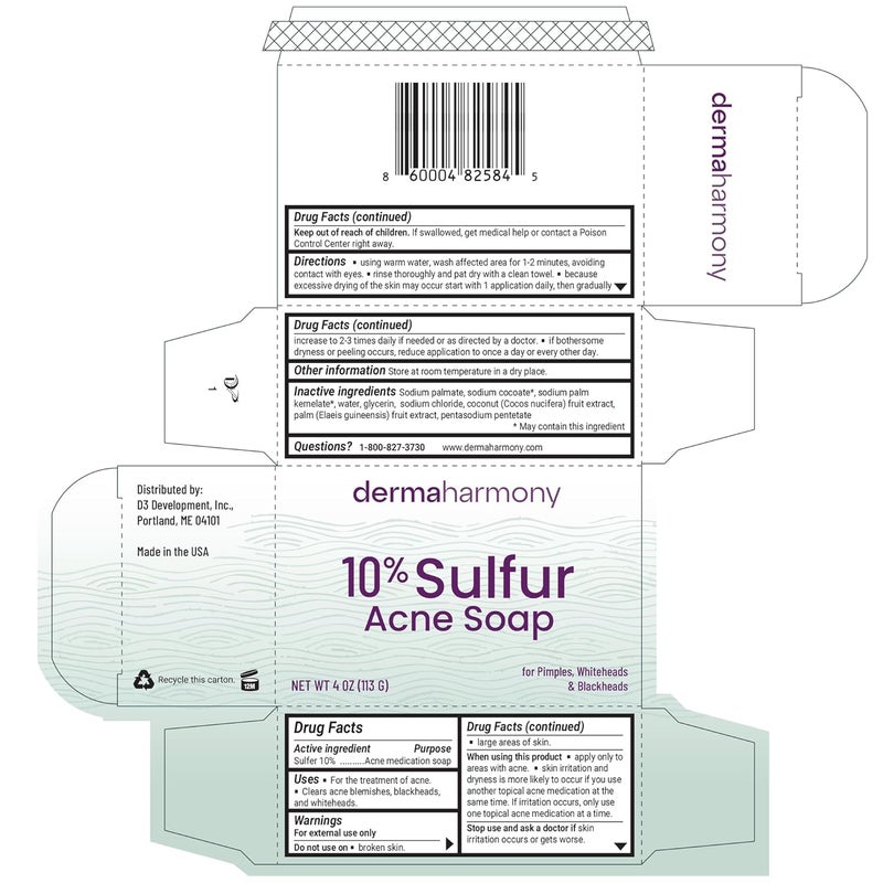 Dermaharmony 10 Sulfur Acne Bar Soap 4 oz 3 Bars - Image 3