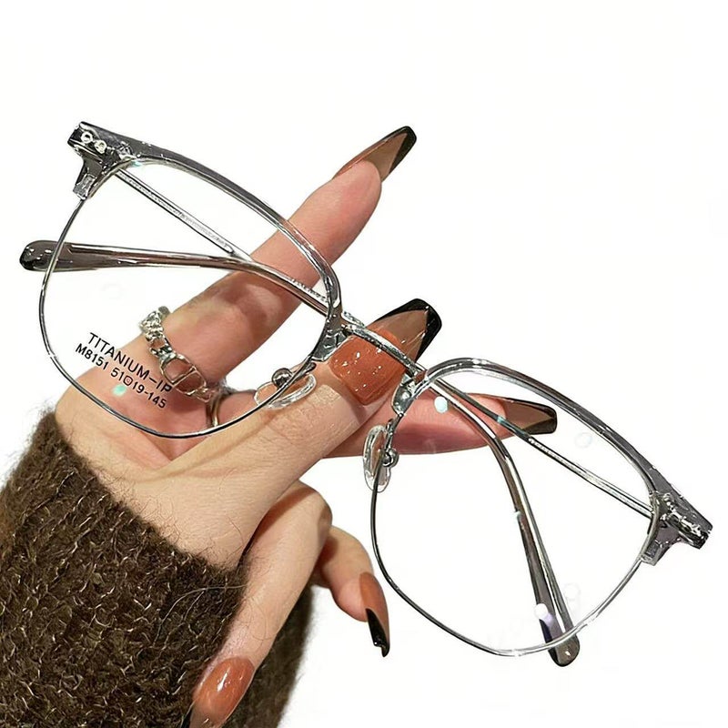 بوكيلار نظارات نسائية PUKCLAR نصف إطار TR90 تيتانيوم خفيفة جداً تجميل الوجه عدسات غير طبية للأعمال والاستخدام اليومي - Image 1