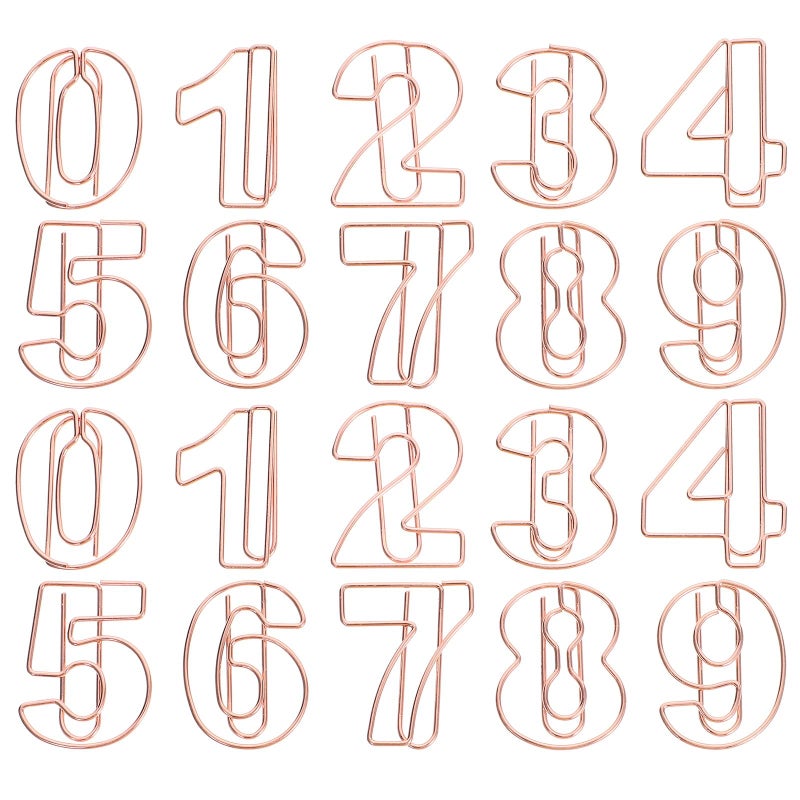 Rose Gold Number Shaped Paper Clips Set Of 30 Pieces 0 To 9 For Office School - Image 2
