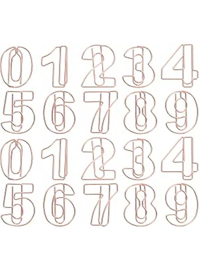 Rose Gold Number Shaped Paper Clips Set Of 30 Pieces 0 To 9 For Office School - Image 1