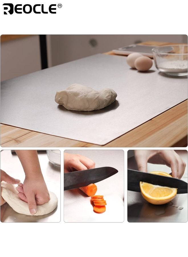 REOCLE Stainless Steel Chopping Board with Extra Large Surface and Lip Edge Multi Function Cutting Board with Non Slip Base for Meat Vegetables Baking Use - Image 3