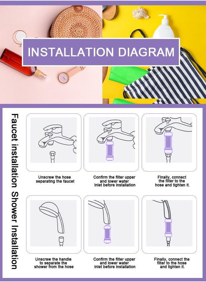 H201 Shower Head Filter - Vitamin C Shower Infuser , Hard Water Softener, Chlorine & Fluoride Shower Filter, Water Purifying Filtered Shower Head with Beads, Helps Dry Skin & Hair Loss (Lavender)  - Image 5