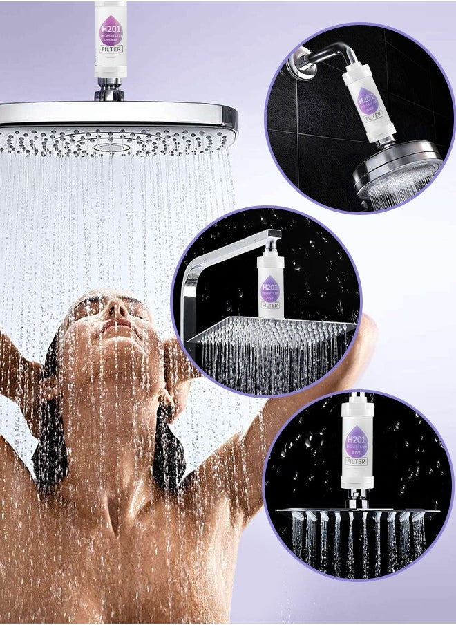 H201 Shower Head Filter - Vitamin C Shower Infuser , Hard Water Softener, Chlorine & Fluoride Shower Filter, Water Purifying Filtered Shower Head with Beads, Helps Dry Skin & Hair Loss (Lavender)  - Image 4