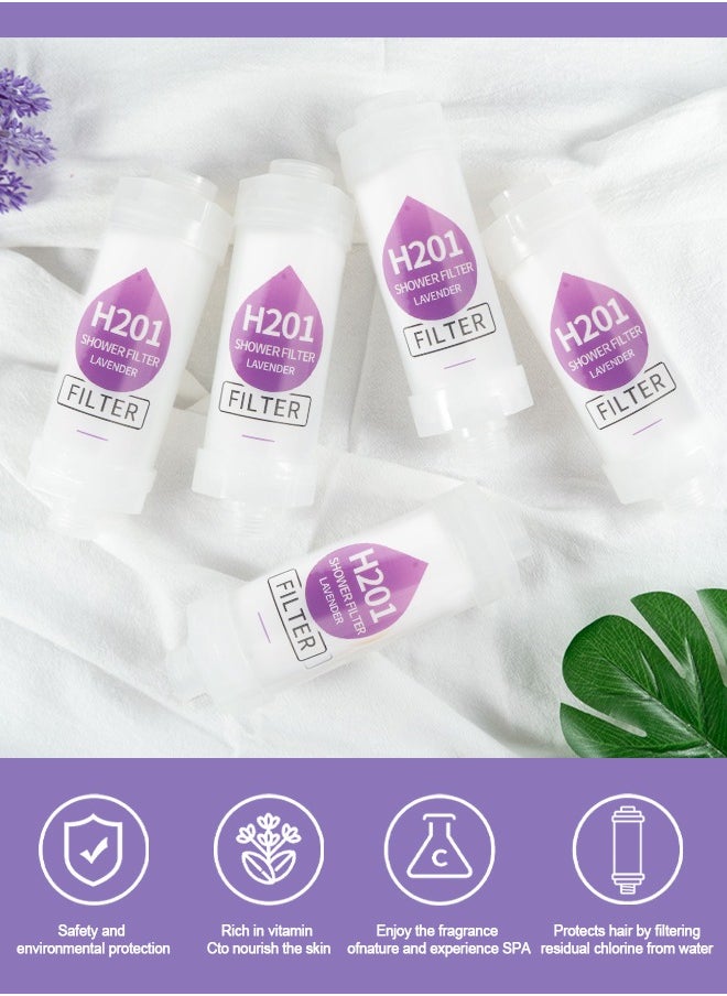 H201 Shower Head Filter - Vitamin C Shower Infuser , Hard Water Softener, Chlorine & Fluoride Shower Filter, Water Purifying Filtered Shower Head with Beads, Helps Dry Skin & Hair Loss (Lavender)  - Image 3
