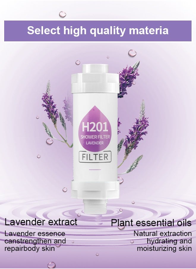 H201 Shower Head Filter - Vitamin C Shower Infuser , Hard Water Softener, Chlorine & Fluoride Shower Filter, Water Purifying Filtered Shower Head with Beads, Helps Dry Skin & Hair Loss (Lavender)  - Image 5