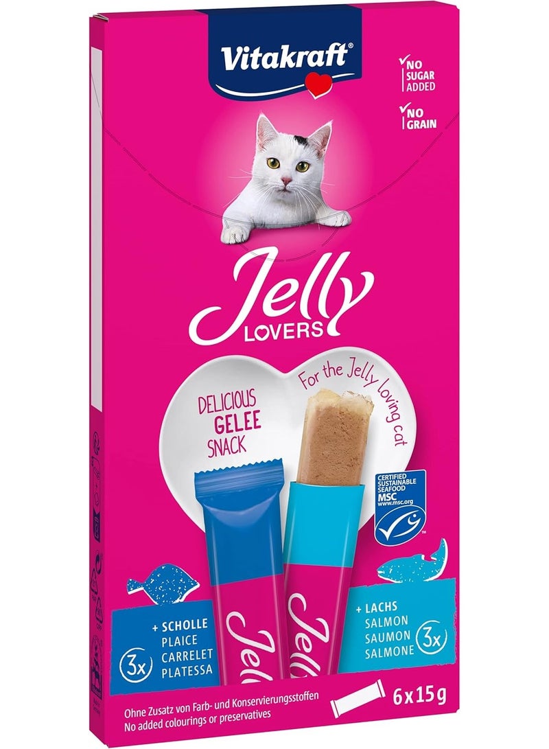 Vitakraft Cat Jelly Treats 6x15g - 3x Salmon 3x Plaice - Image 1