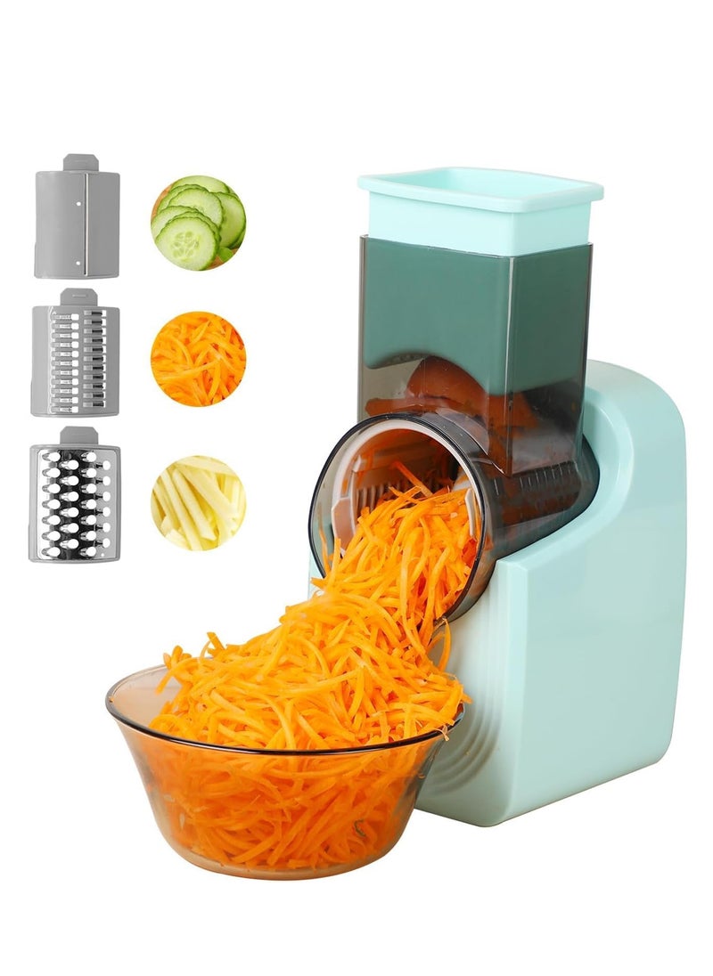 Relex Electric Cheese Grater, Electric Vegetable Slicer Salad Maker, Meat Cutter, Fruit Vegetable Food Processor Spiralizer with Multi-Taper Blade, Stainless Steel, Green  - Image 1