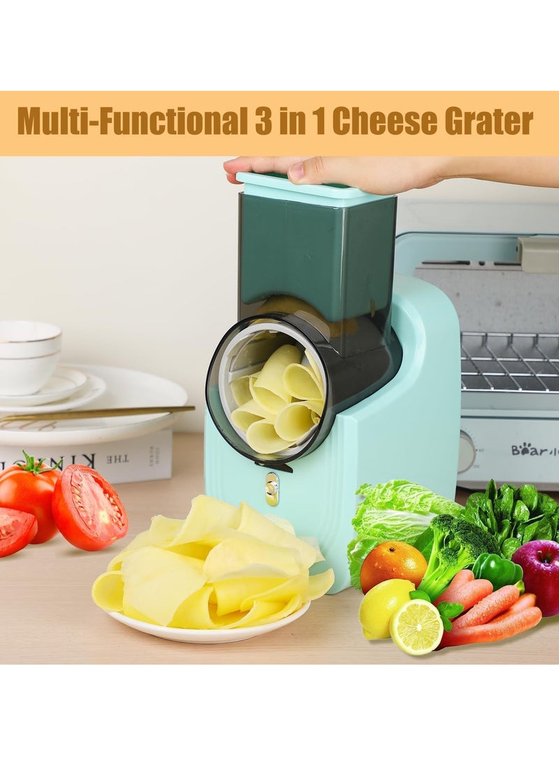 Relex Electric Cheese Grater, Electric Vegetable Slicer Salad Maker, Meat Cutter, Fruit Vegetable Food Processor Spiralizer with Multi-Taper Blade, Stainless Steel, Green  - Image 2
