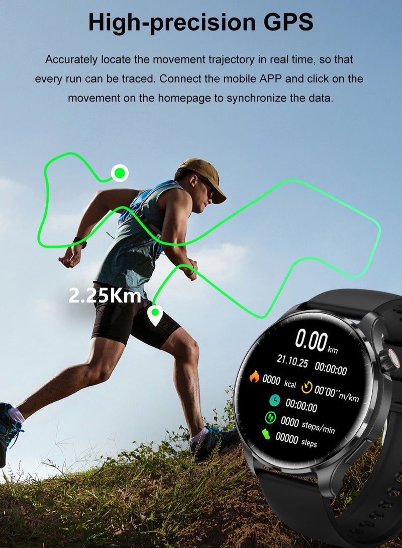 رولستيمي ساعة ذكية للرجال ، شاشة آي بي إس عالية الدقة مقاس 1.60 بوصة ، اتصال بلوتوث ، آي بي 68 مقاوم للماء ، مراقبة صحية على مدار 24 ساعة ، أوضاع رياضية متعددة ، ساعة رياضية غير رسمية ، شريط إم 13 أسود - Image 5