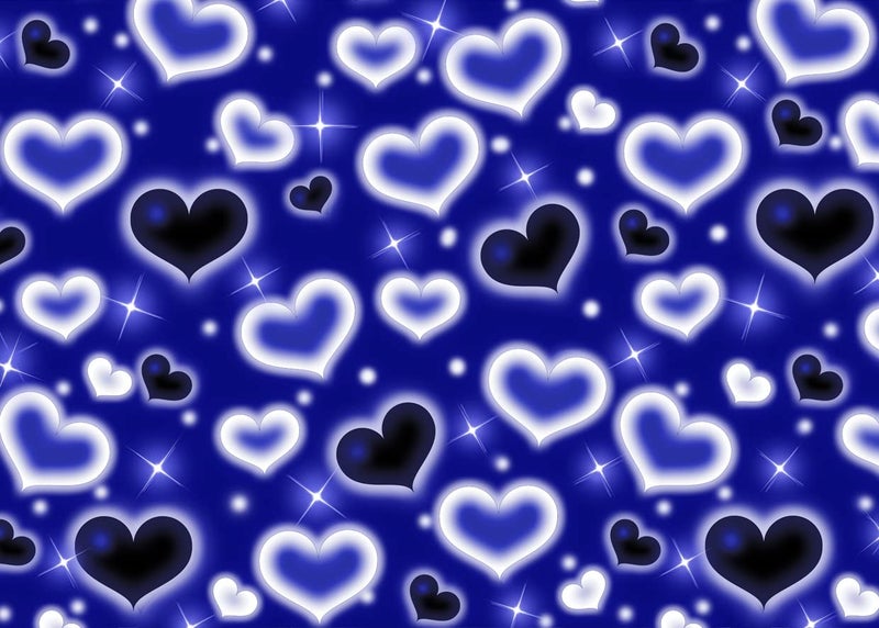 LYCGS 7x5ft Blue Heart Backdrop 90s Backdrops for Photoshoot Valentines Decor Banner Birthday Props X-89 - Image 1