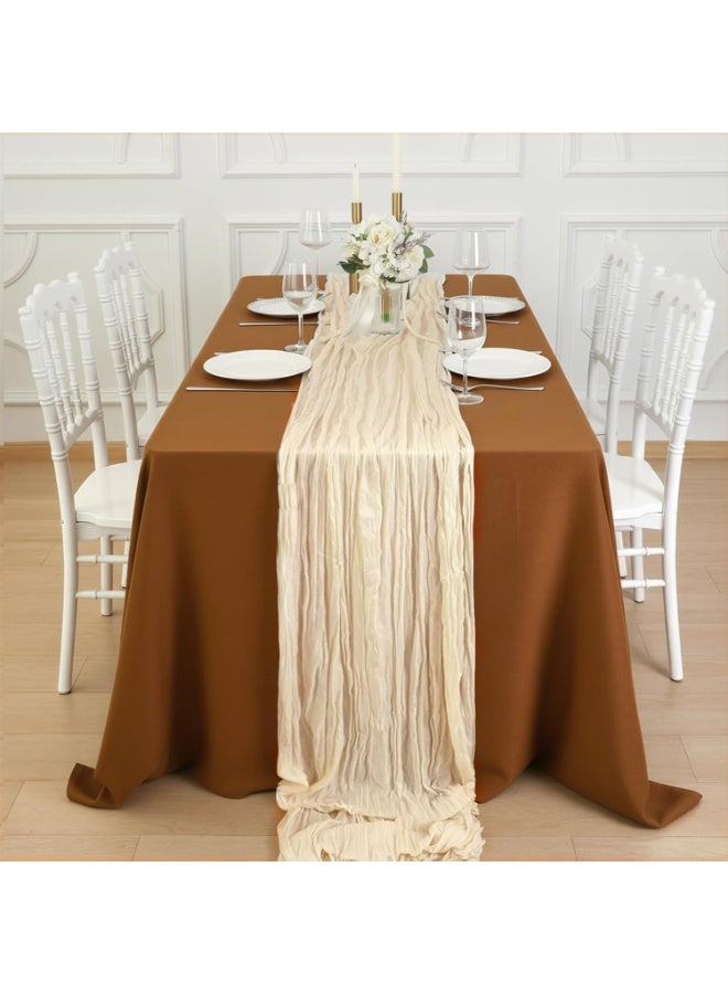 RADIANCES Ivory Cream Cheesecloth Table Runner 120 Inch 10FT Beige Gauze Cheese Cloth for Wedding Decoration, Banquet, Boho Decor - Image 4