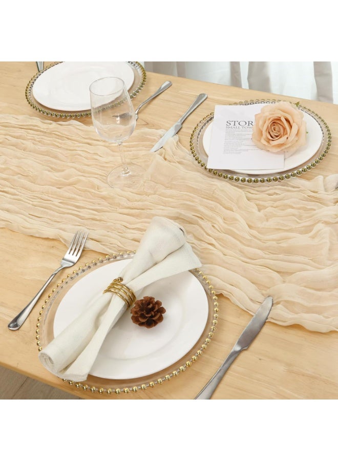 RADIANCES Ivory Cream Cheesecloth Table Runner 120 Inch 10FT Beige Gauze Cheese Cloth for Wedding Decoration, Banquet, Boho Decor - Image 5