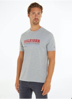 TOMMY HILFIGER Men's Short Sleeve T-Shirt - Cotton, Gray  - Image 1