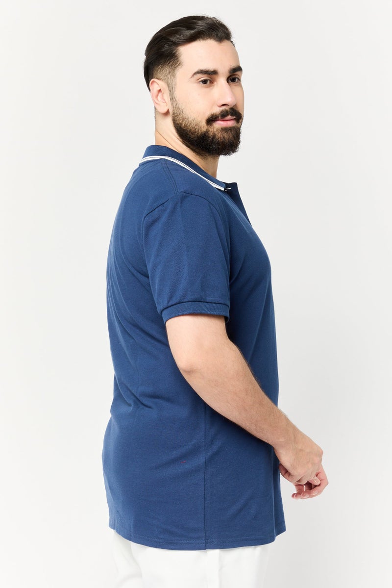 RBX Men Sportswear Fit Short Sleeves Outdoor Polo Shirt, Ensign Blue - Image 3