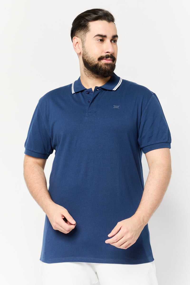 RBX Men Sportswear Fit Short Sleeves Outdoor Polo Shirt, Ensign Blue - Image 1