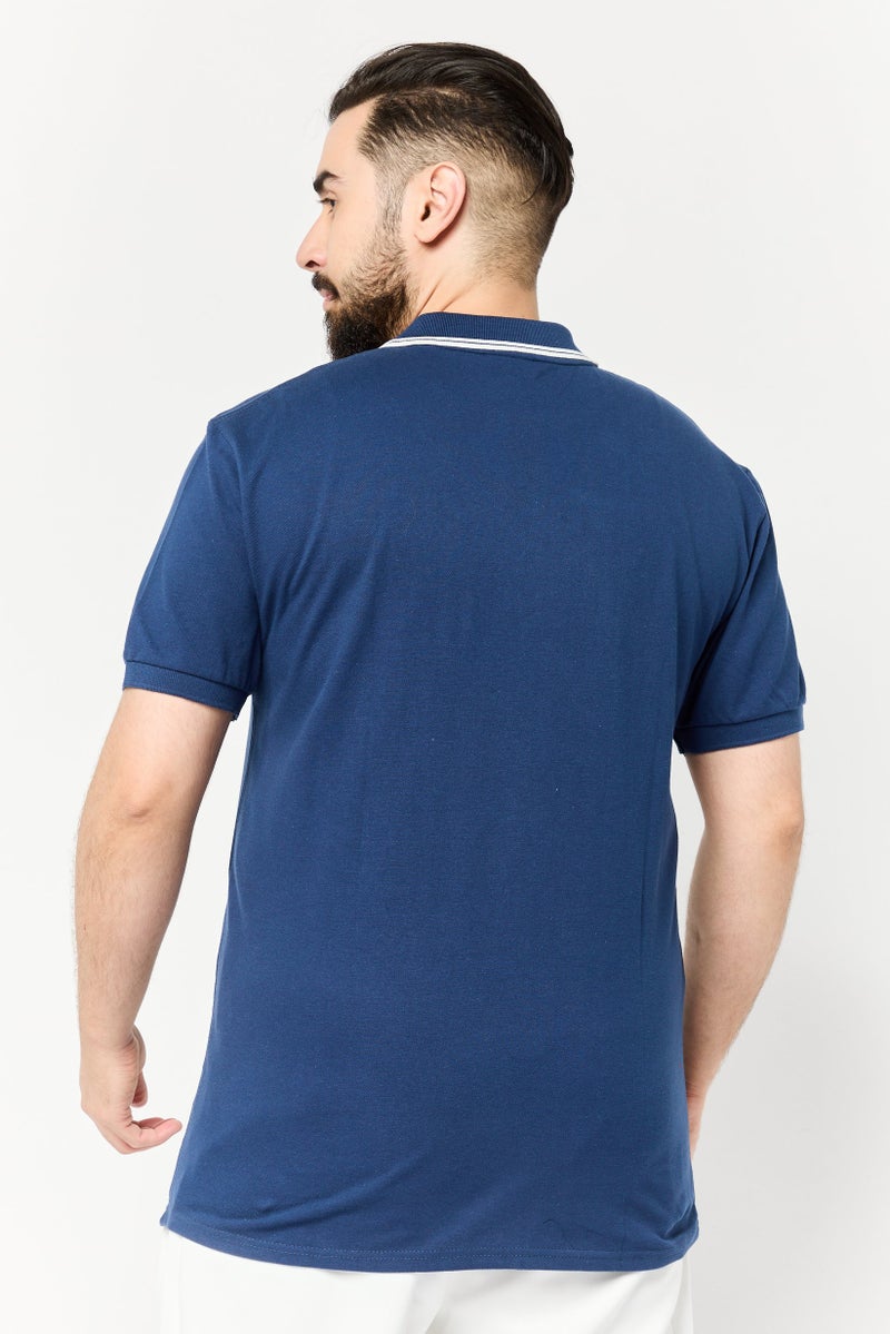 RBX Men Sportswear Fit Short Sleeves Outdoor Polo Shirt, Ensign Blue - Image 2