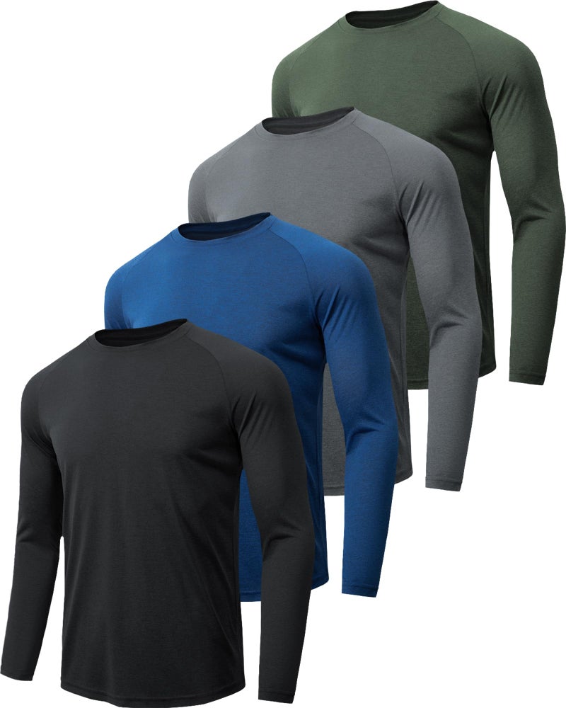 MLYENX 4 Pack Long Sleeve Shirts for Men UPF 50+ UV Sun Protection Quick Dry Moisture Wicking Workout Tee Shirts L - Image 1
