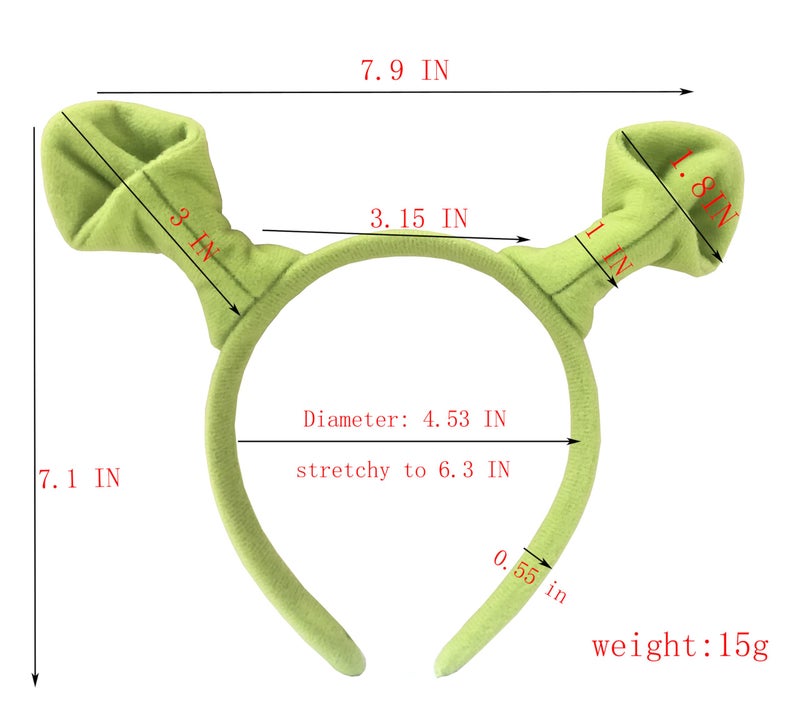 Sheliky Green Ogre Ears Headband Plush Monster Headbands Women Halloween Christmas Theme Party Costume Accessories (01) - Image 2