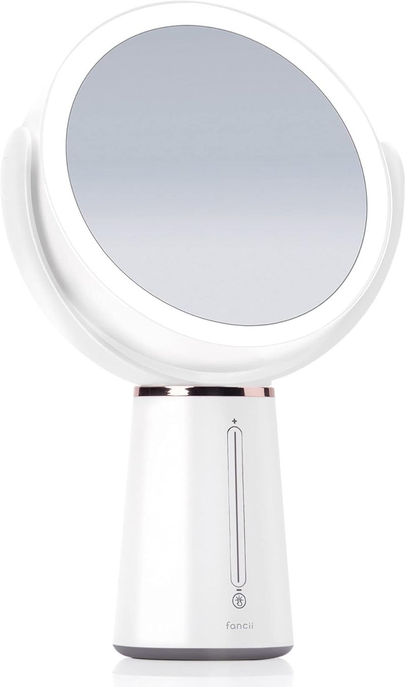 Fancii Fancii LED Lighted Magnifying Makeup Mirror with Double-Sided 1x/ 10x Magnification, Rechargeable and Adjustable Brightness, Large Tabletop Vanity Mirror (Nova) 