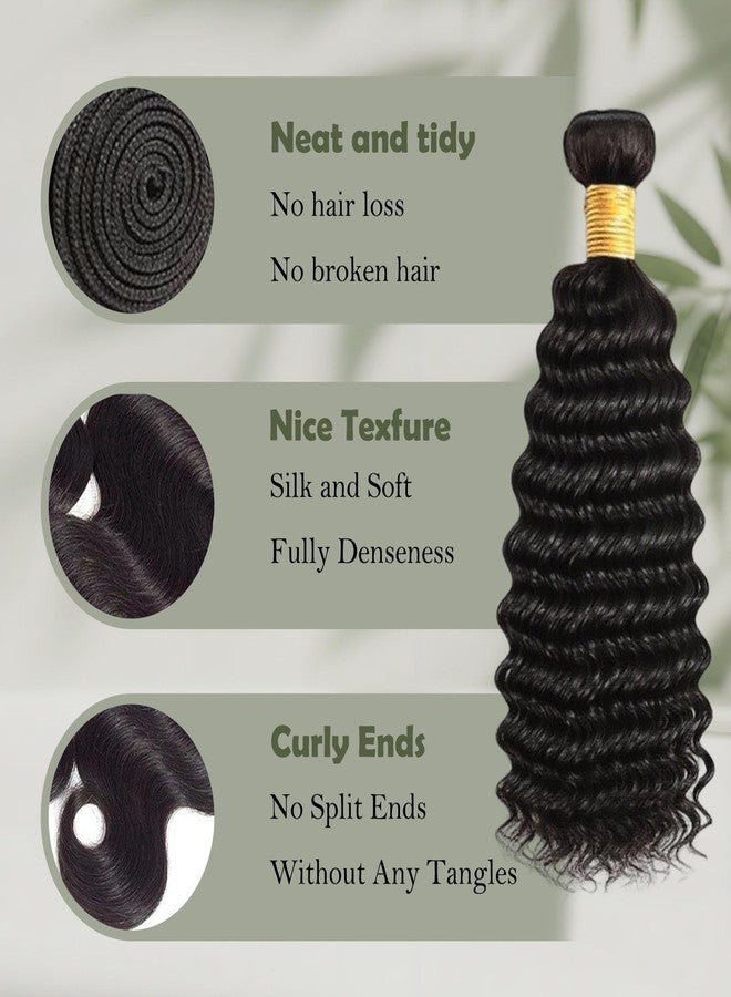RED-SHYN Human Braiding Hair Deep Wave 20 Inch 100g Virgin Human Hair No Weft Bohemian Braiding Hair for Boho Braids Knotless Braids 1 Bundles Human Hair Extensions Black - Image 3