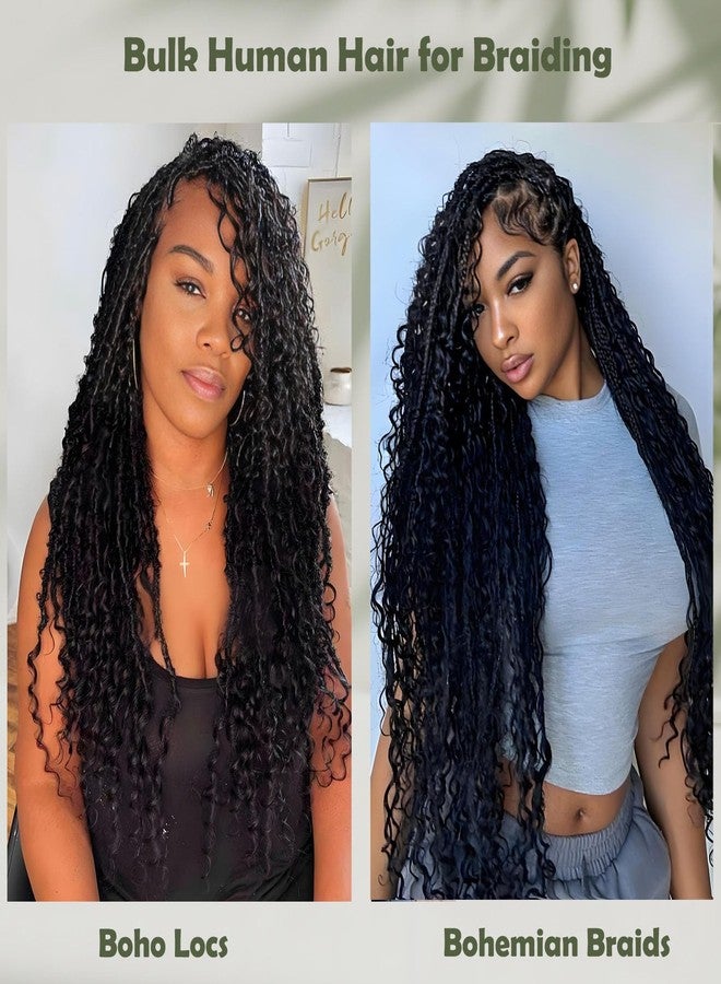 RED-SHYN Human Braiding Hair Deep Wave 20 Inch 100g Virgin Human Hair No Weft Bohemian Braiding Hair for Boho Braids Knotless Braids 1 Bundles Human Hair Extensions Black - Image 4