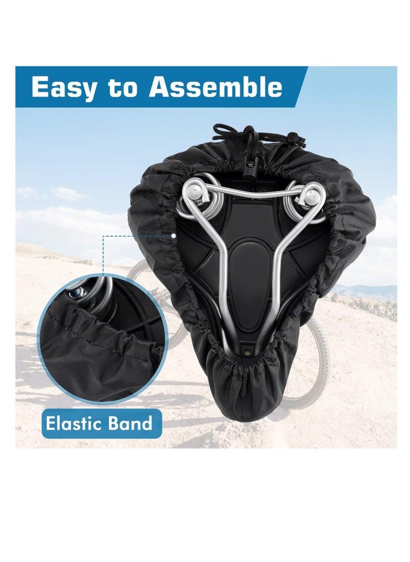 Excefore Bike Seat Cover, 2 pcs Waterproof Bicycle Cushion Saddle Cover with Drawstring, Rain Dust Protective Protector Accessories for Women Men City Road/Casual Outdoor  - Image 3