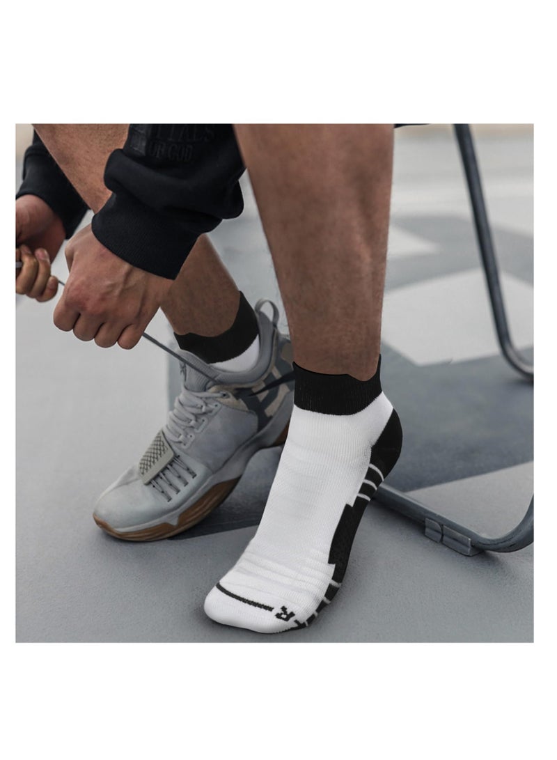 6Pairs Running Socks Breathable Athletic Socks Cushion Ankle Socks For Men And Women(White Black) - Image 4