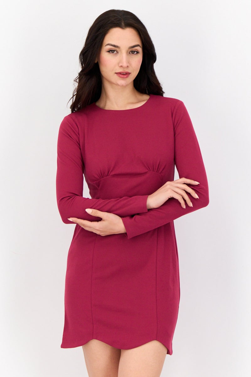 Donna Morgan Women Solid Mini Dress, Raspberry Pink - Image 1