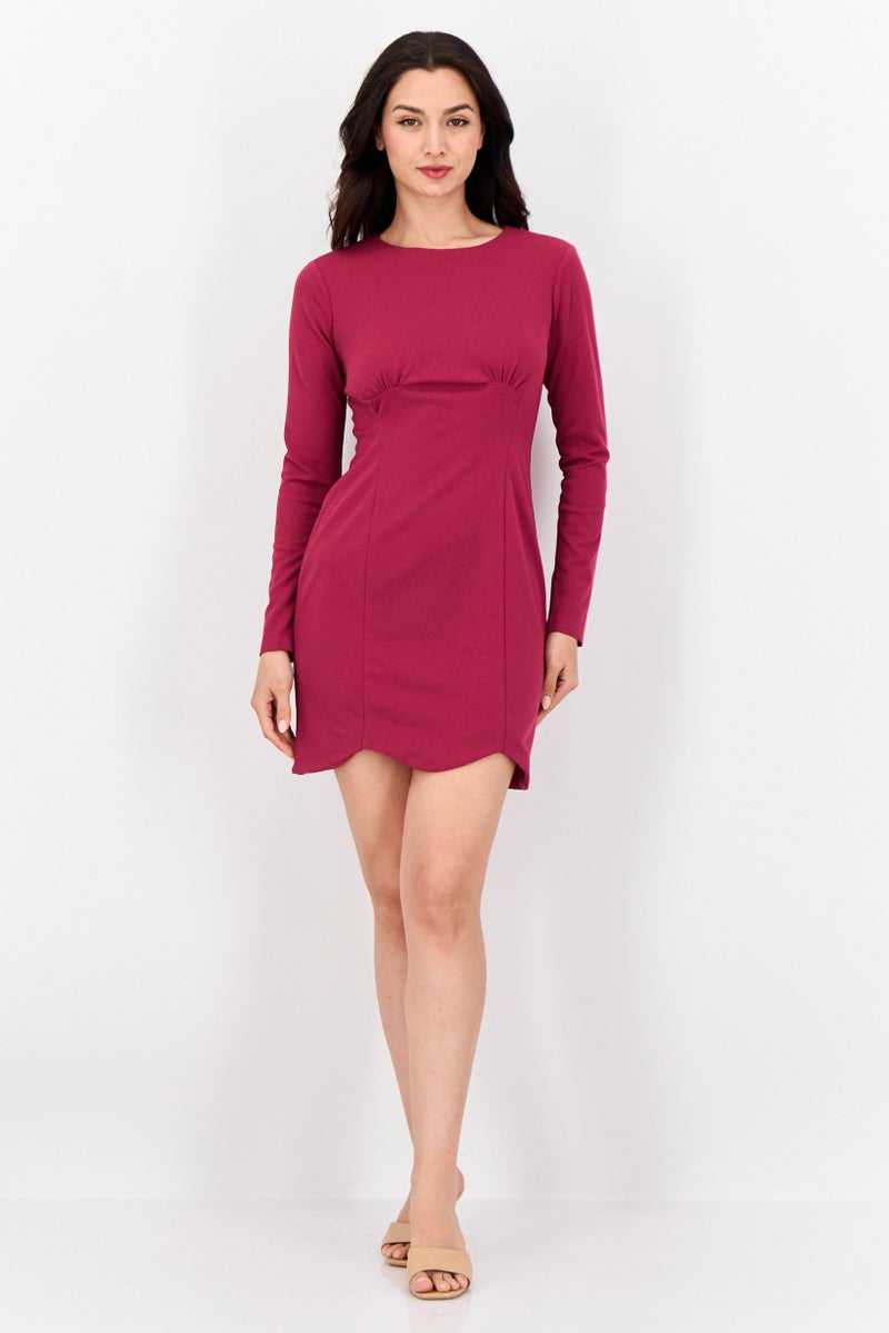 Donna Morgan Women Solid Mini Dress, Raspberry Pink - Image 4
