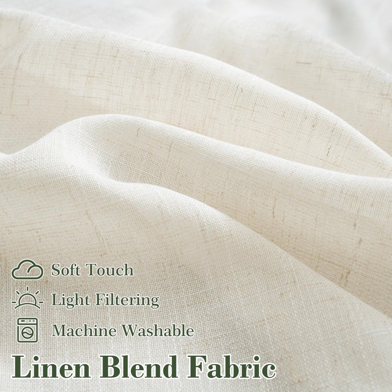 DriftAway Semi Sheer Scalloped Edge Linen Coastal Beach Window Curtains for Living Room Bedroom 2 Panels Rod Pocket Each Size 52 Inch by 84 Inch Loden Green - Image 3