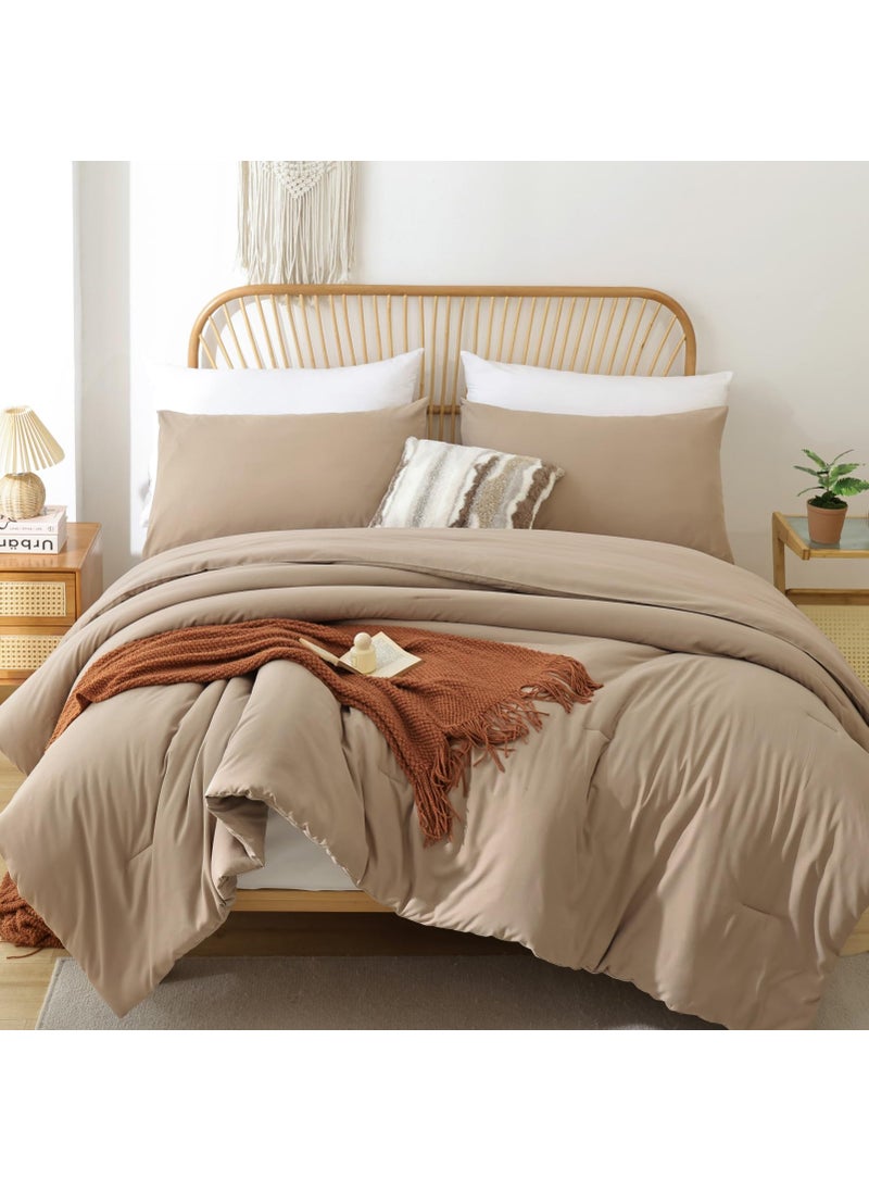ROSGONIA ROSGONIA King Size Comforter Set Taupe Brown 3pcs1 Boho Tan Comforter  2 Pillowcases All Season Bedding Lightweight Bedspread Blanket Quilts 