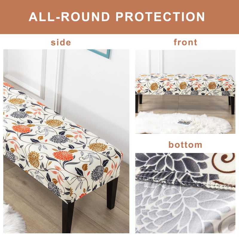 Eco-Ancheng Chair Cover Dining Bench Cover Removable Bench Slipcover Dining Chair Covers Stretch Bench Seat Furniture Protector Dining Chair Slipcovers for Living Room and Kitchen - Image 3