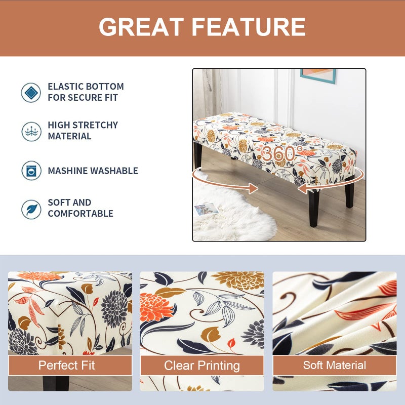 Eco-Ancheng Chair Cover Dining Bench Cover Removable Bench Slipcover Dining Chair Covers Stretch Bench Seat Furniture Protector Dining Chair Slipcovers for Living Room and Kitchen - Image 2