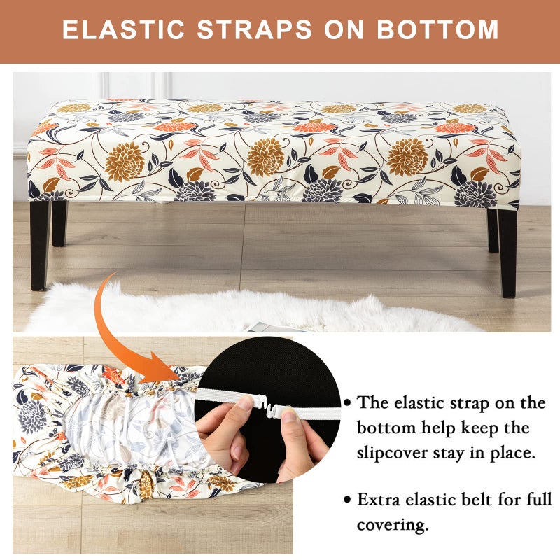 Eco-Ancheng Chair Cover Dining Bench Cover Removable Bench Slipcover Dining Chair Covers Stretch Bench Seat Furniture Protector Dining Chair Slipcovers for Living Room and Kitchen - Image 4