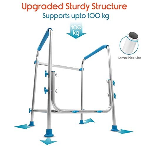 KosmoCare Stainless Steel Toilet Safety Frame | Elderly Assist Handrail Grab Bar | Standalone Sturdy Toilet Safety Rail | Lightweight Support Frame for Bathroom - Image 4