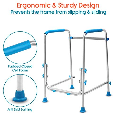 KosmoCare Stainless Steel Toilet Safety Frame | Elderly Assist Handrail Grab Bar | Standalone Sturdy Toilet Safety Rail | Lightweight Support Frame for Bathroom - Image 2