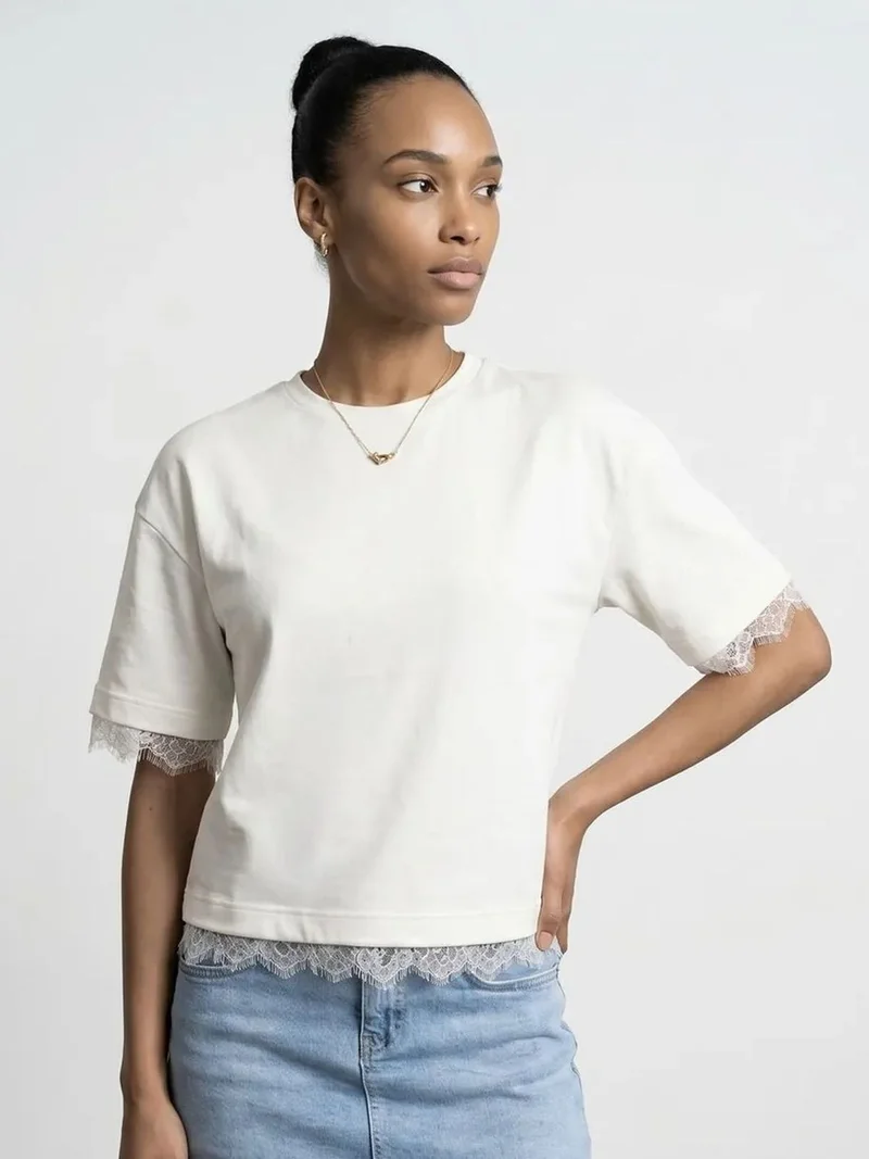 Dilvin DILVIN Women's Cotton Elastane Crew Neck T-Shirt
