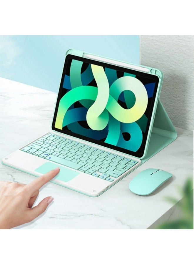 Latest For Huawei MatePad Pro11 Bluetooth Keyboard Glory V7pro Pen Slot Protective Cover Touch-Color:Qingshan Dai + White Dai Backlit Round Keyboard + Mouse-Product Type:For Huawei Imagines 2/Glory T6/Glory X6/Glory 7/C5E/Glory X8lite/SE2022 Universal 10.4"  - Image 2