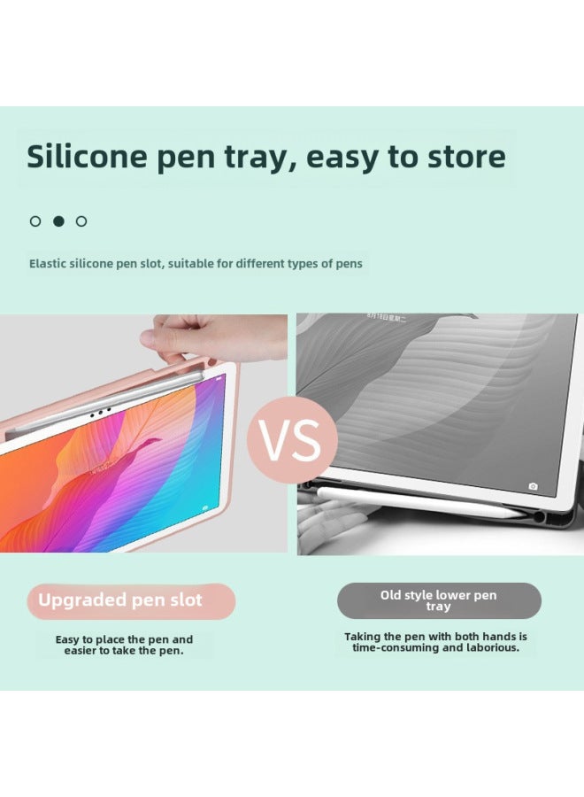 Latest For Huawei MatePad Pro11 Bluetooth Keyboard Glory V7pro Pen Slot Protective Cover Touch-Color:Qingshan Dai + White Dai Backlit Round Keyboard + Mouse-Product Type:For Huawei Imagines 2/Glory T6/Glory X6/Glory 7/C5E/Glory X8lite/SE2022 Universal 10.4"  - Image 3