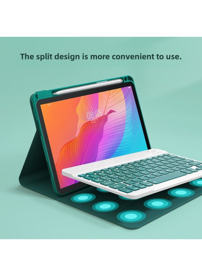 Latest For Huawei MatePad Pro11 Bluetooth Keyboard Glory V7pro Pen Slot Protective Cover Touch-Color:Qingshan Dai + White Dai Backlit Round Keyboard + Mouse-Product Type:For Huawei Imagines 2/Glory T6/Glory X6/Glory 7/C5E/Glory X8lite/SE2022 Universal 10.4"  - Image 5