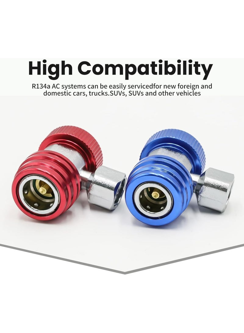Zikra R134a Quick Coupler Adapter, 2pcs 1/4" Male Port Adjustable R134a Adapter fittingsand AC Hose Fittings, High Low Pressure Side Manual Adapters for A/C System Evacuation Recharging - Image 2