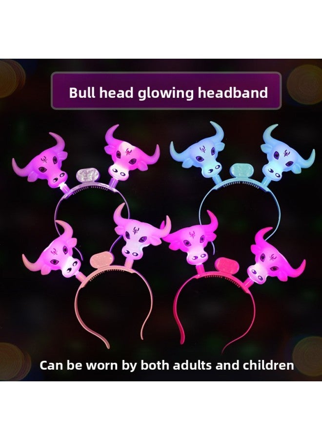 Halloween Luminous Horn Hairband Cow Head Toy Kindergarten Performance Concert Headband Props Special Processing 