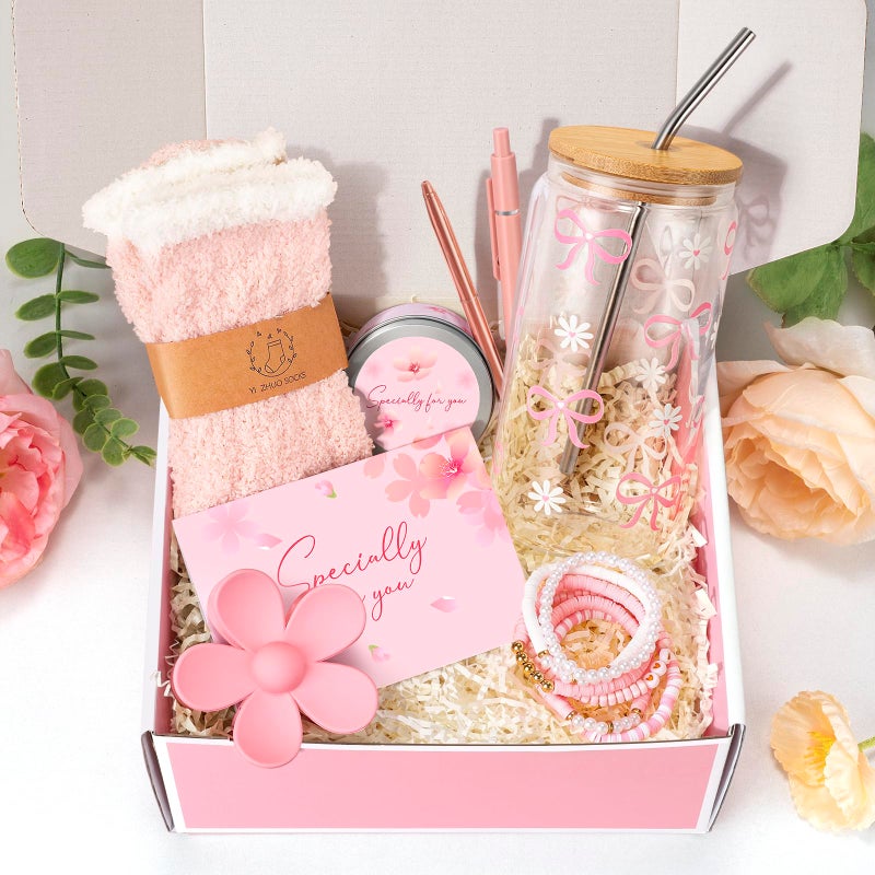 Birthday Gifts for Teen Girls WomenTeenage Girls Basket Gift Sets for Teen GirlsHappy Birthday Box for Teenage Bow Daisy Glass Cup Set for Girls Friend Daughter Niece Granddaughter