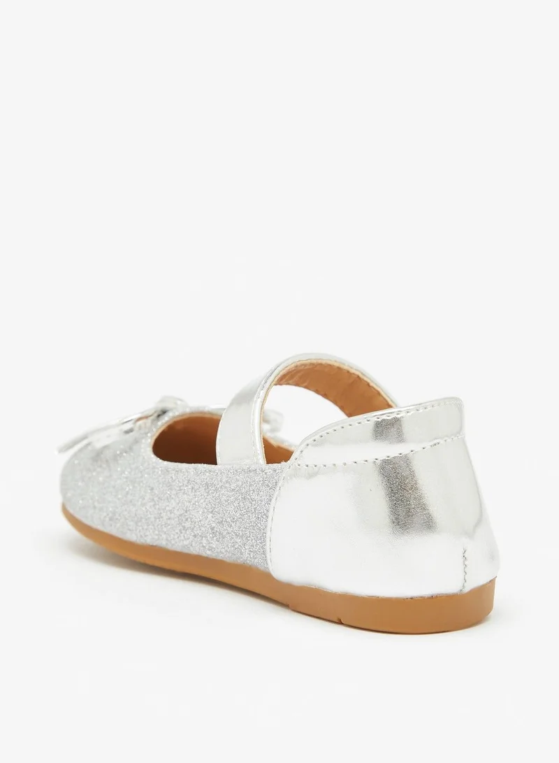 Flora Bella Flora Bella Glitter Textured Mary Jane Shoes with Hook and Loop Closure