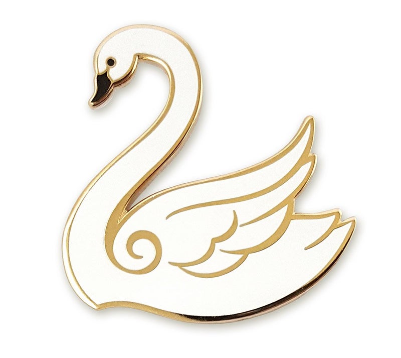 Pinsanity White Swan Enamel Lapel Pin - Image 1
