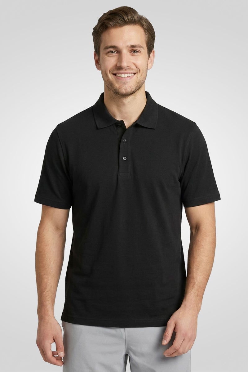 Greg Norman Men Sportswear Fit Short Sleeve Outdoor Polo Shirt, Black - Image 1