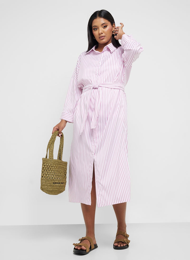Ginger Plus Button Down Shirt Dress With Belt - Image 4