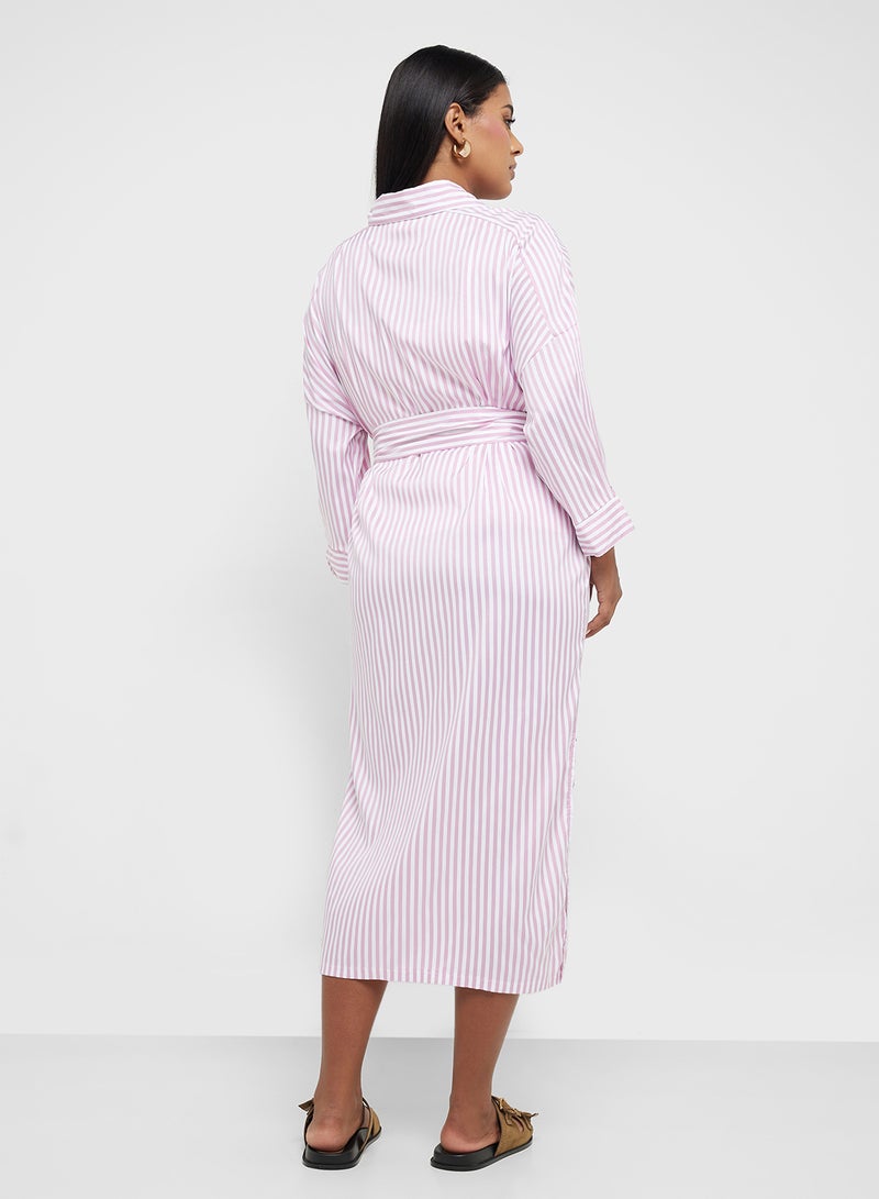 Ginger Plus Button Down Shirt Dress With Belt - Image 2