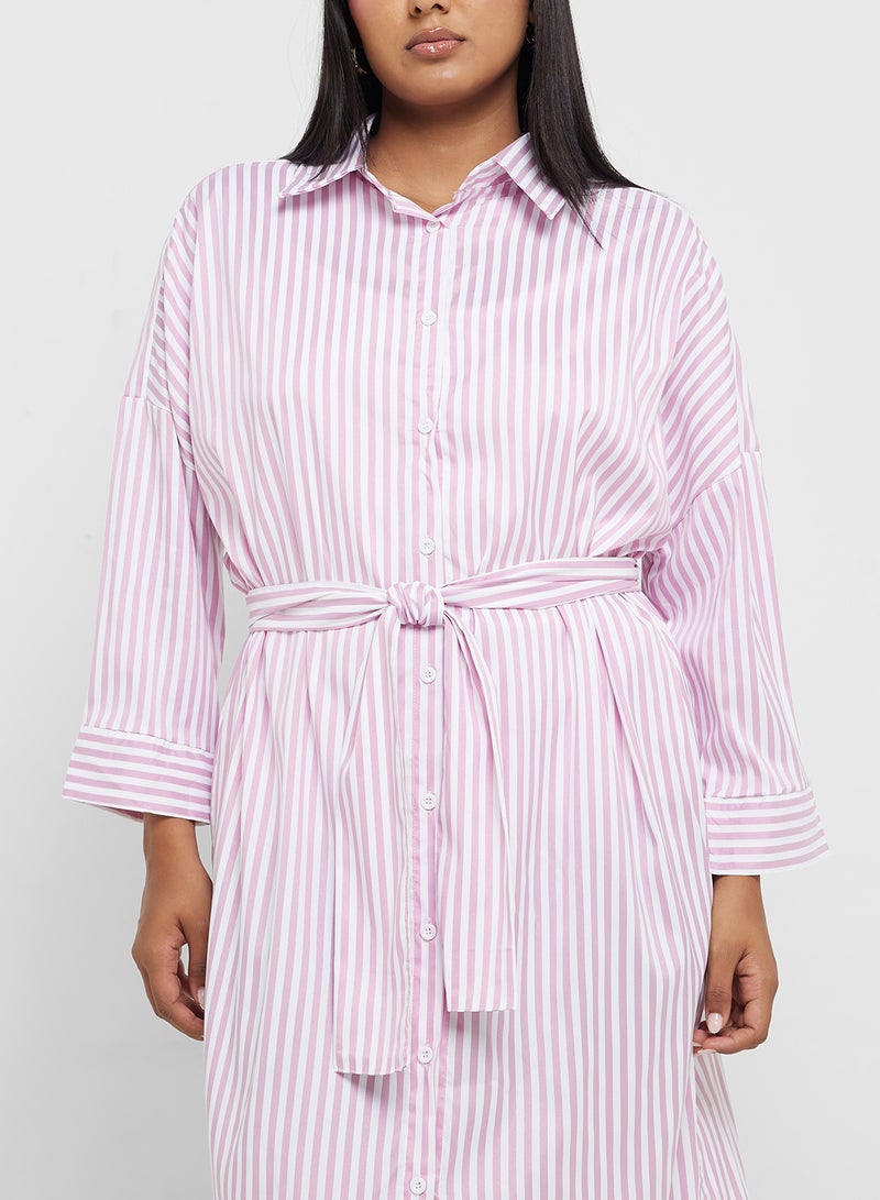 Ginger Plus Button Down Shirt Dress With Belt - Image 3
