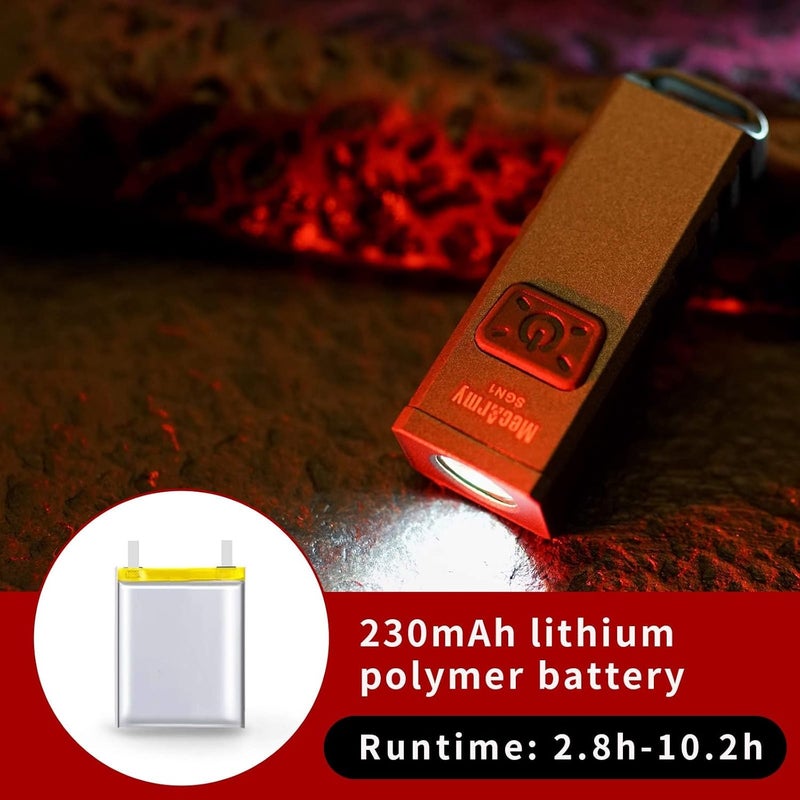 MecArmy SGN1 Mini USB Rechargeable Keychain EDC Flashlight - 530 Lumens, 4 Modes, Zinc Alloy (Gray) - Image 4